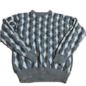 Vtg Le Tigre Knit Sweater Mens 90s Cosby Coogi Style Cable Knit Textured Medium